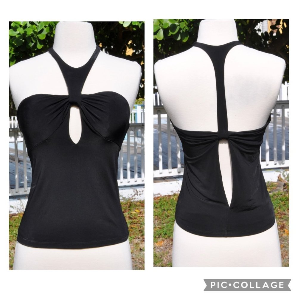 XS Ronny Kobo - Cutout Halter Knot Top Bandeau Sexy Black - Mabel Sold Out
